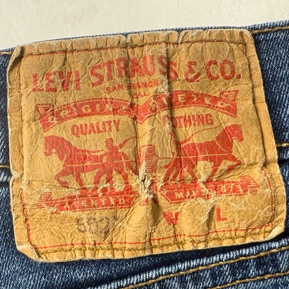 Levis 502 Jeans Mens 34x38 Blue Denim Regular Straight Stretch Jeans - Picture 4 of 9